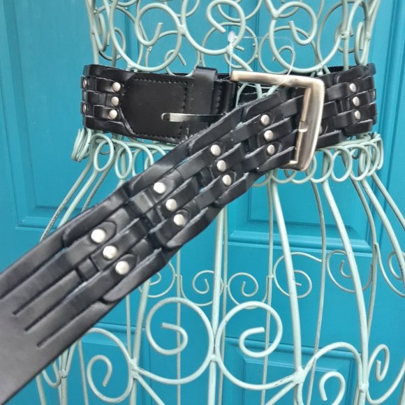 Genuine Leather Belt Metal Studded Rivets Grommets Gothic Grunge Punk Rock M-L - Picture 16 of 16